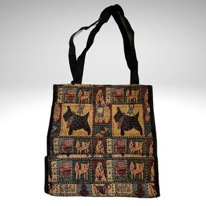 Faithful Companion Tapestry Tote Bag with Top Zipper Closer circa 1990’s